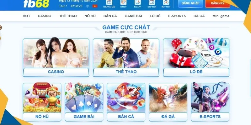 Hệ thống game FB68 đa dạng, đủ các dòng game cược hot trên thị trường